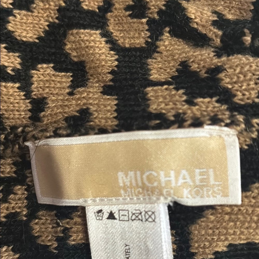 Michael Kors Leopard Print Knit Beanie in Tan and Black - Picture 6 of 8